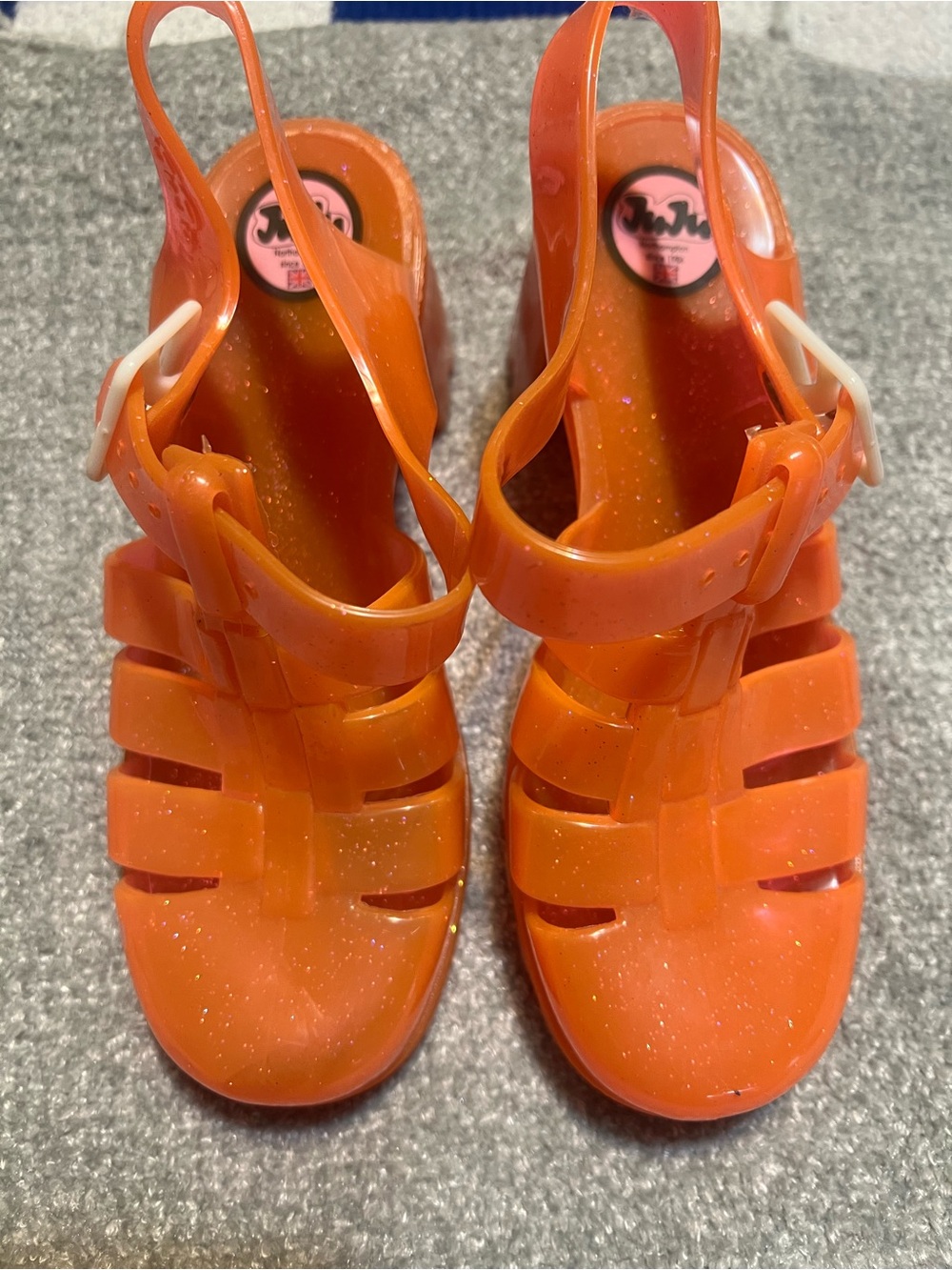 JuJu Orange Glitter Jelly Sandals